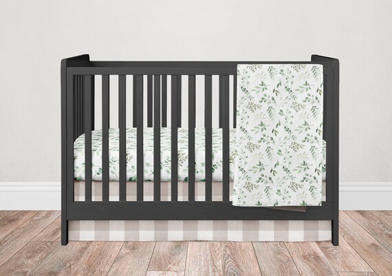 greenery crib bedding