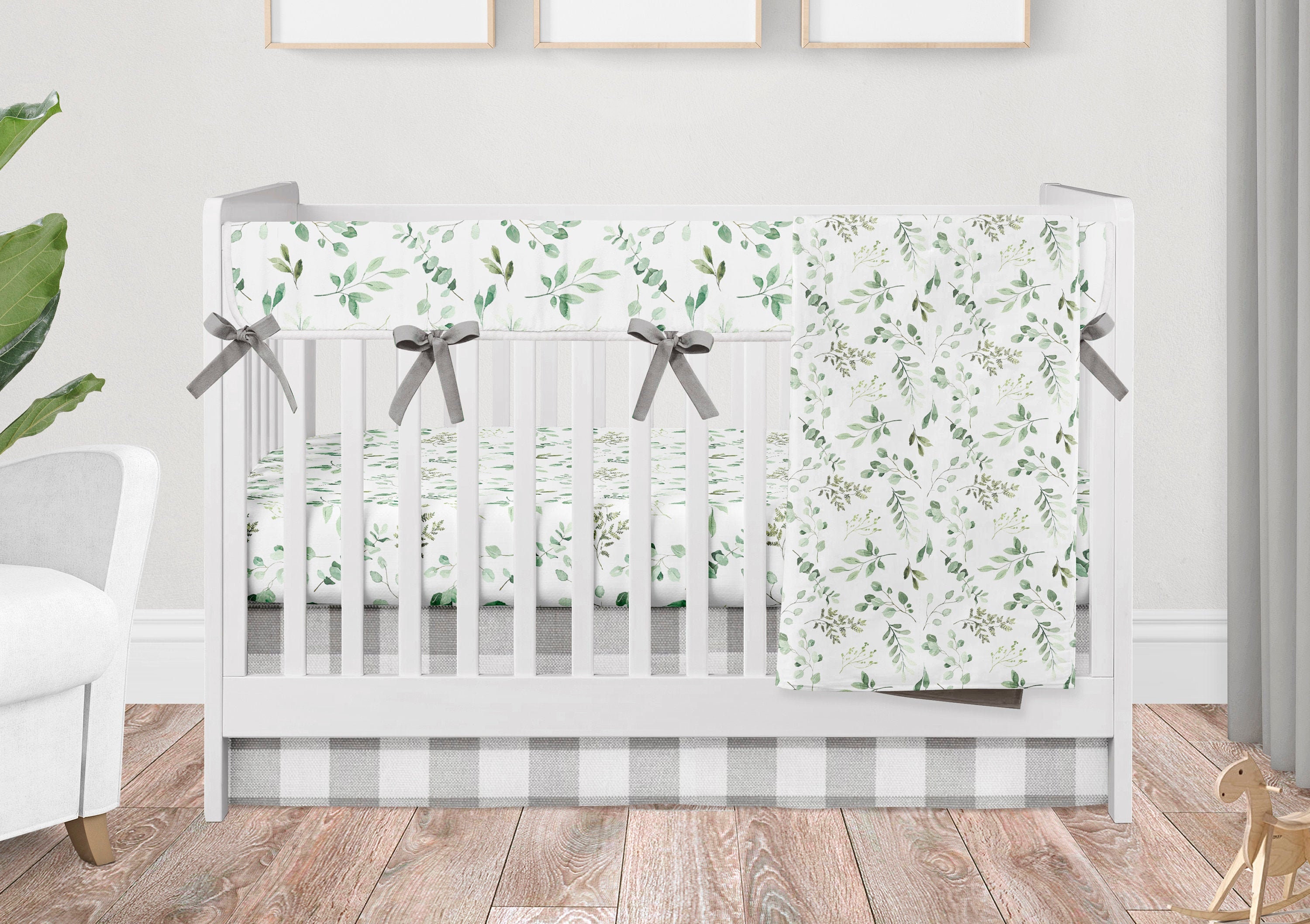 greenery crib bedding