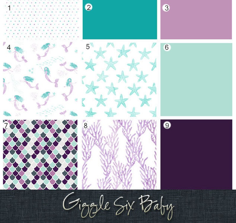 Girl Crib Bedding Mermaids Aqua Blue Purple Lavender Etsy