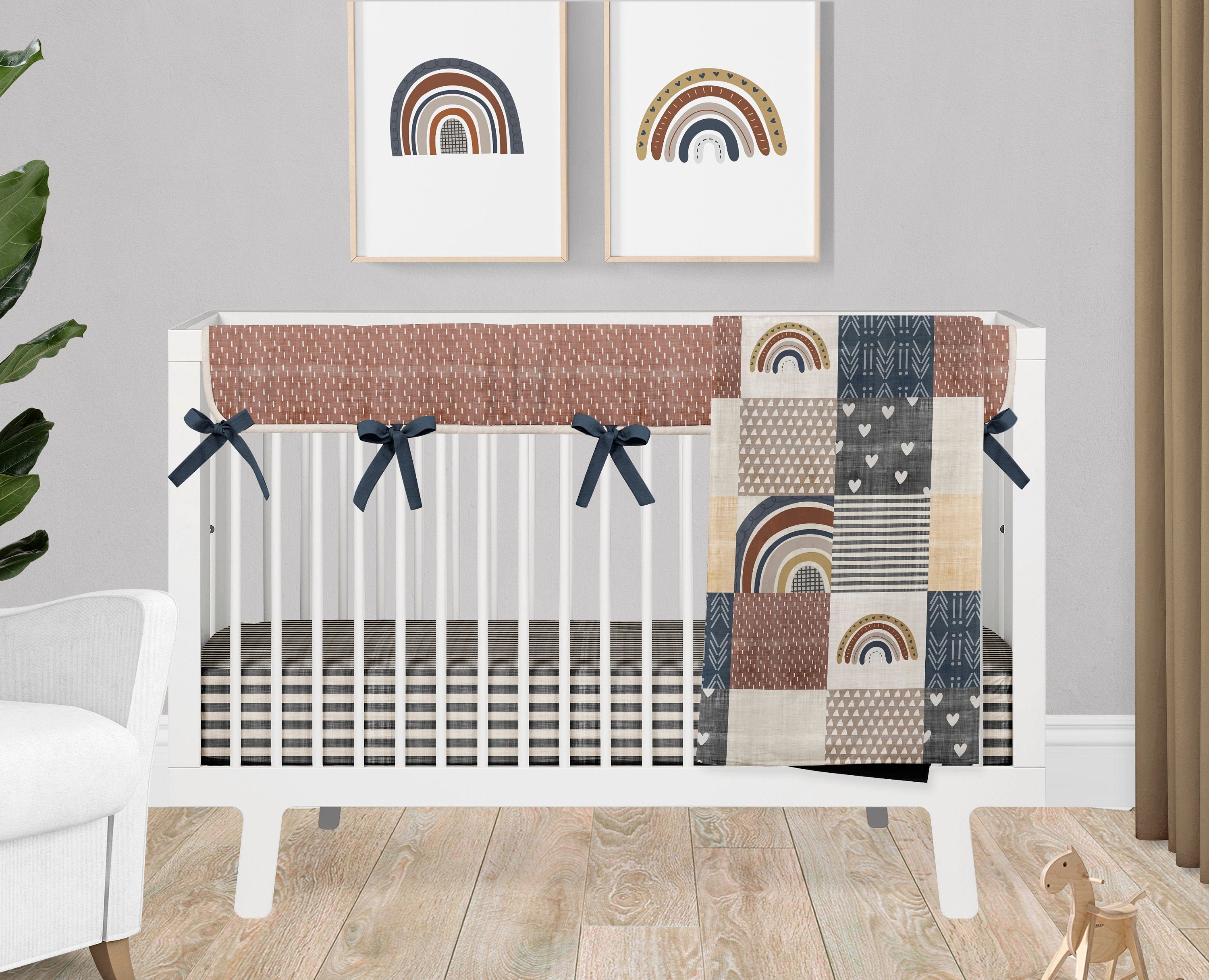 Crib Bedding Boho Rainbow Baby Nursery Crib Bedding Set Etsy