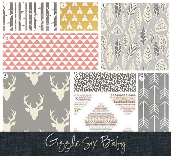 Items similar to Deer Crib Bedding, Grey and Pink Baby Girl Bedding