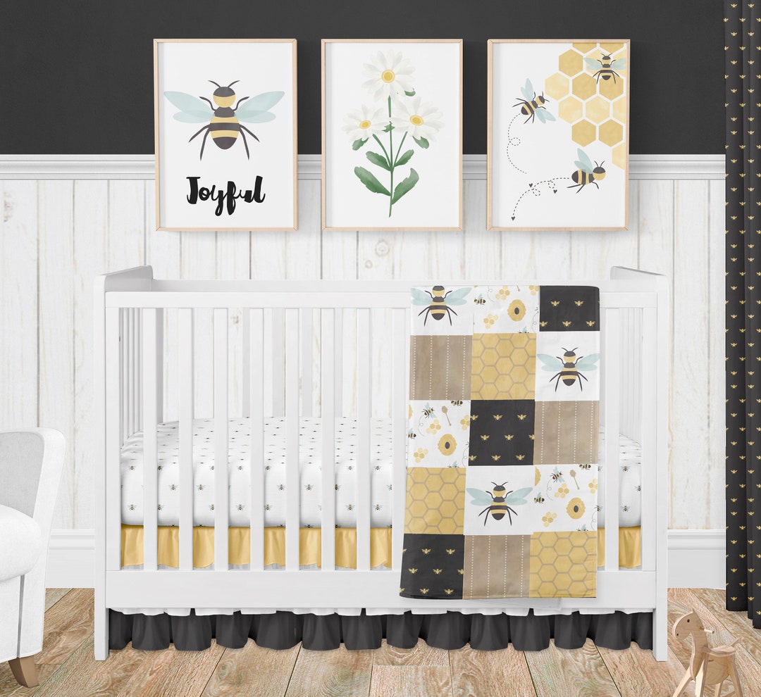 Bee Crib Bedding Set Girl, Bumble Bee Nursery Bedding Baby Girl, Baby
