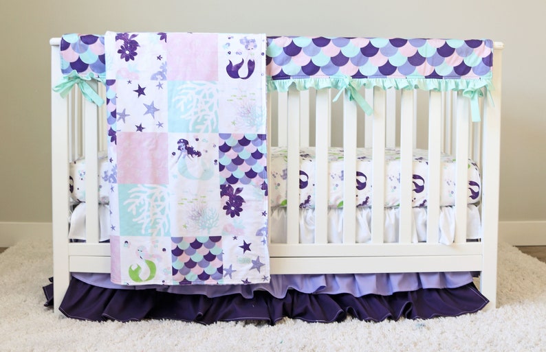 Purple Mermaid Crib Bedding Ocean Themed Nursery Baby Girl Etsy
