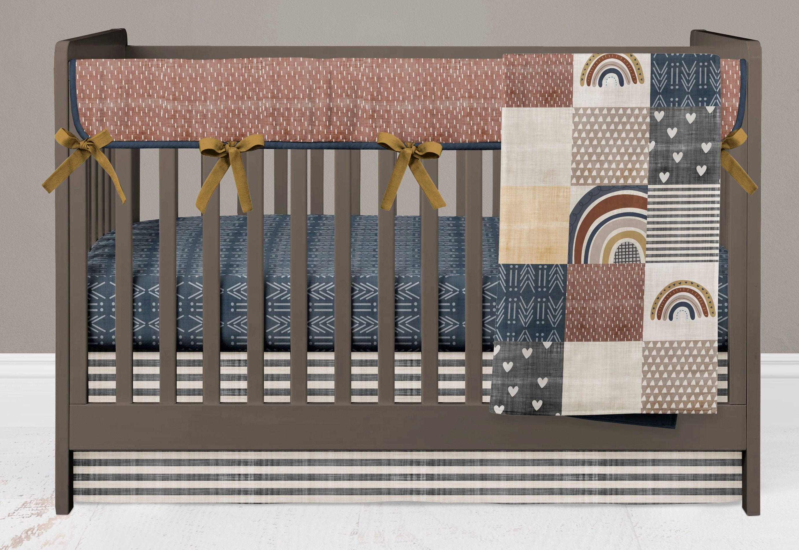 Boho Rainbow Baby Bedding Crib Set Gender Neutral Nursery Etsy