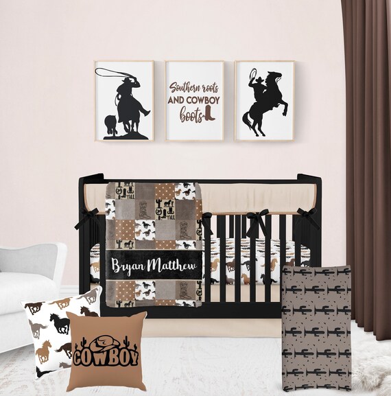 Crib Bedding Set Western Cowboy Baby Bedding Cowboy Themed Etsy