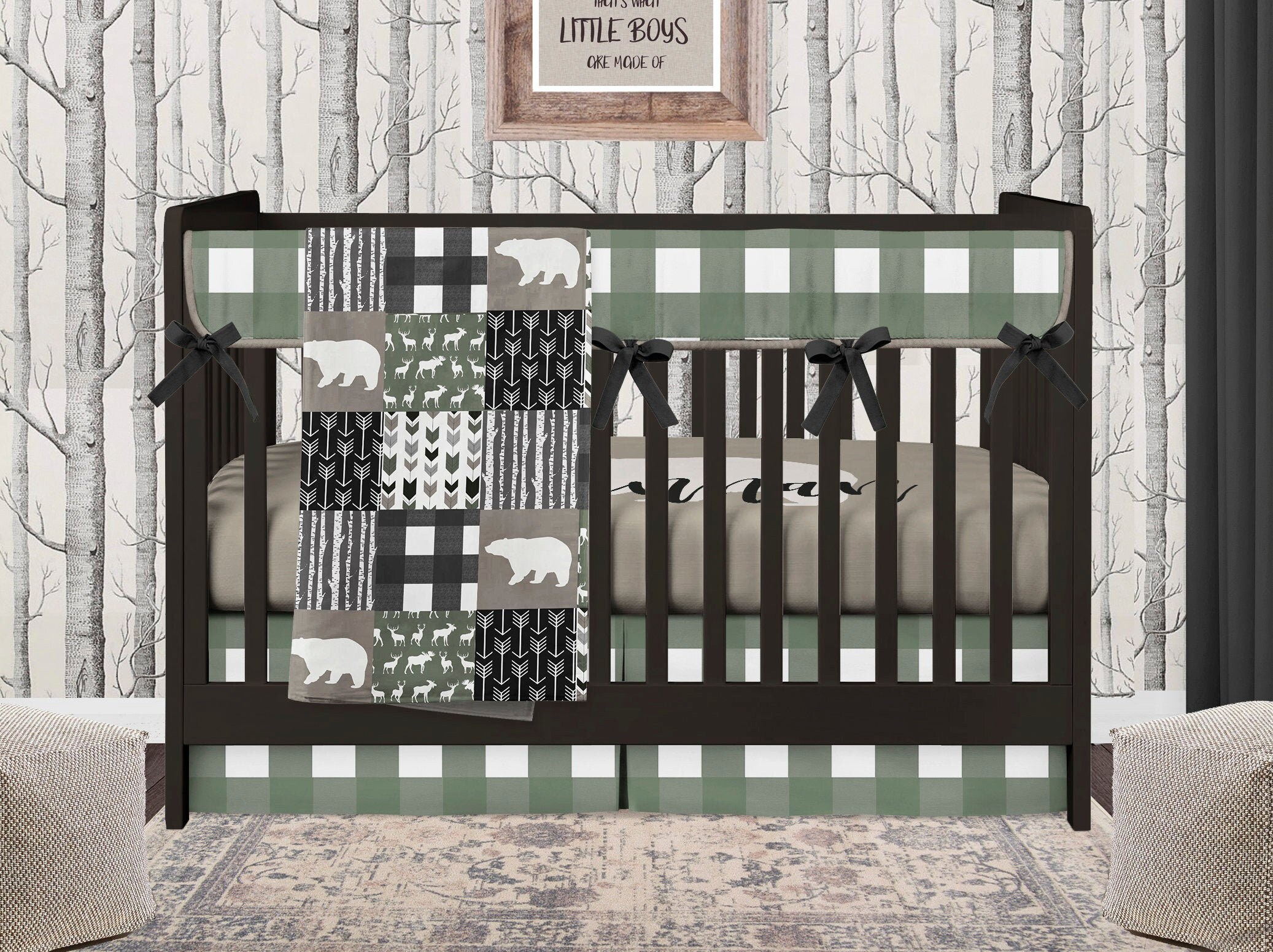 plaid crib bedding