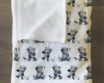 Teddy Bear Hockey Baby Blanket