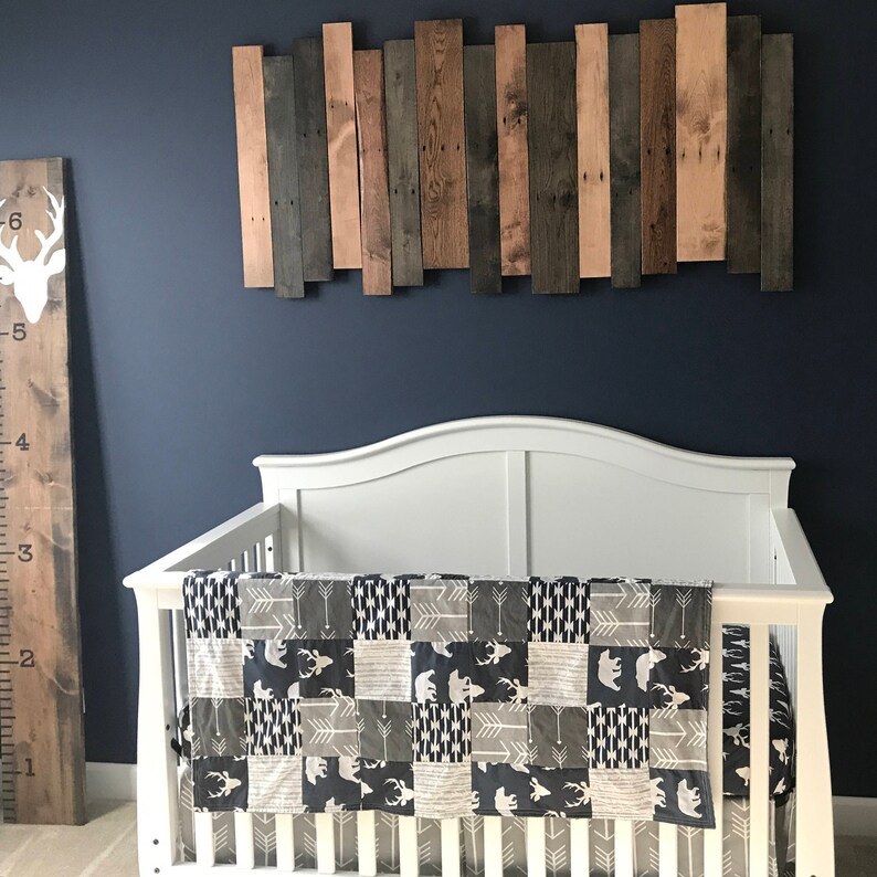 Baby Boy Blue Woodlands Crib Bedding Woodlands and Arrow Etsy