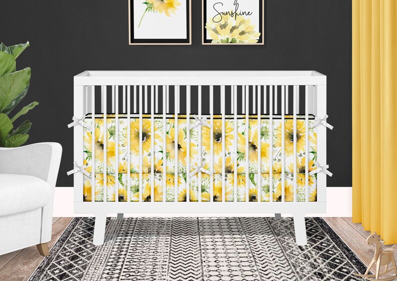 Sunflower Crib Bedding Set for Baby Girl Nursery Yellow and Etsy
