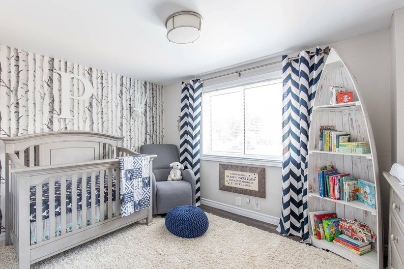 Woodlands Deer Crib Bedding Set Mint Navy Blue Gray Baby Boy Nursery Buck Sheet