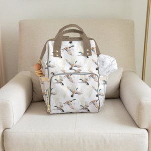 Duck Diaper Bag, Backpack Personalized Diaper Bag, Mallard Duck Baby Bag image 2