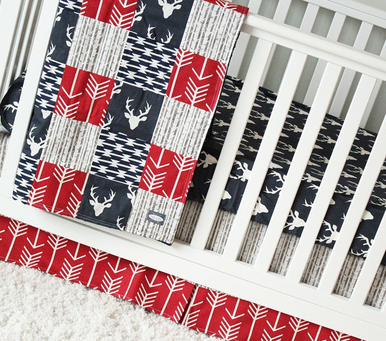 red and grey crib bedding sets