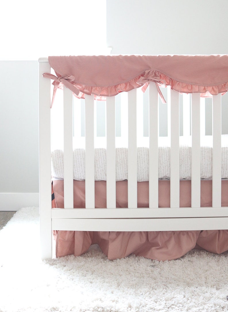 Baby Girl Nursery Bedding Linen Crib Bedding Solid Rose Pink Etsy
