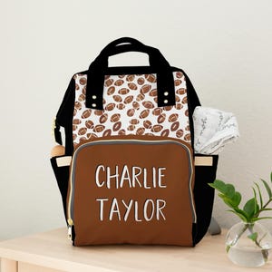Personalized Football Diaper Bag Backpack: Baby Boy Sports Theme
