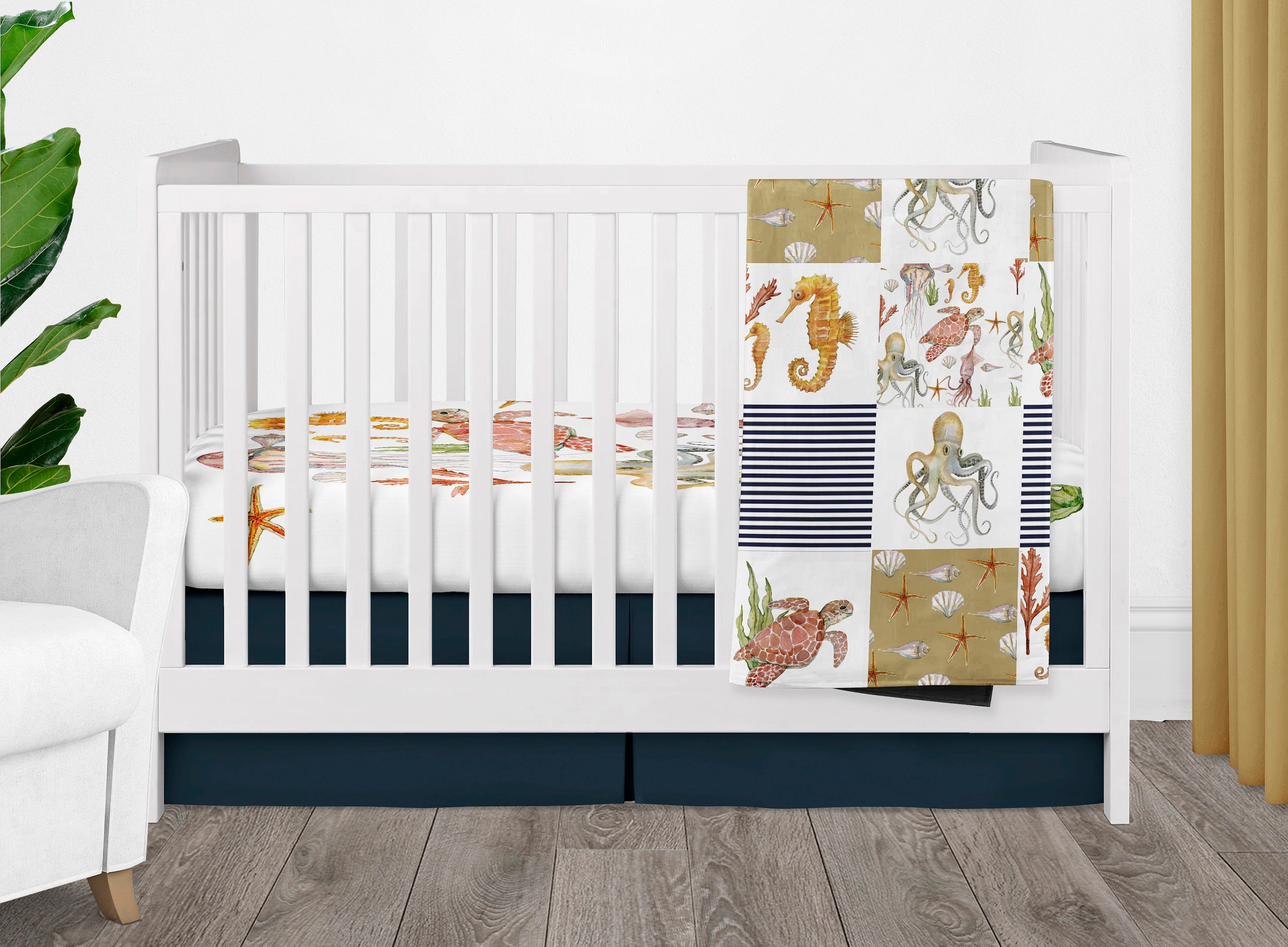 Baby Ocean Crib Bedding Set Sea Creature Nursery Octopus Etsy