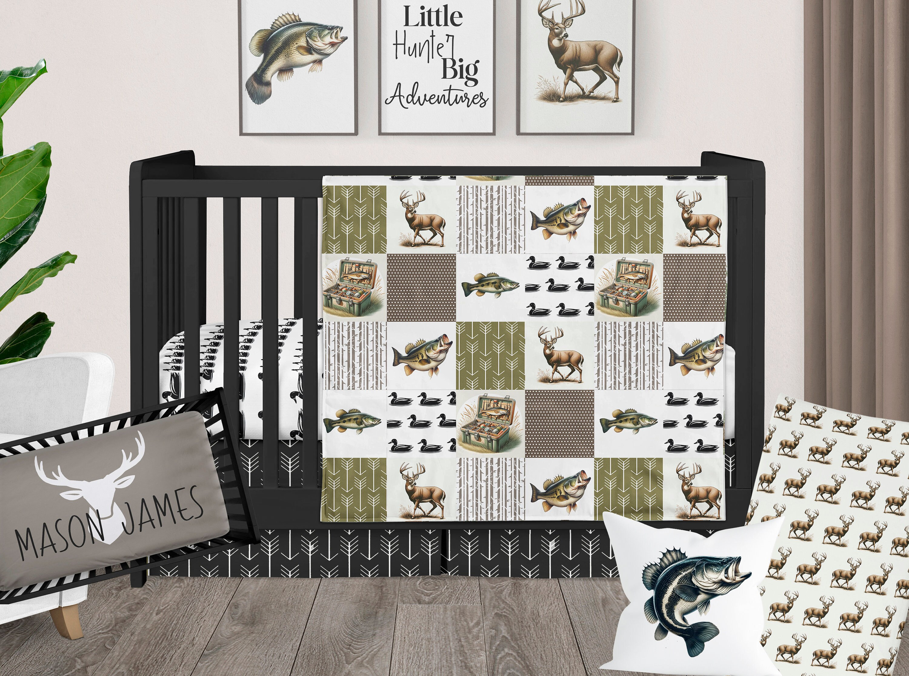 Bass fish 2025 crib bedding
