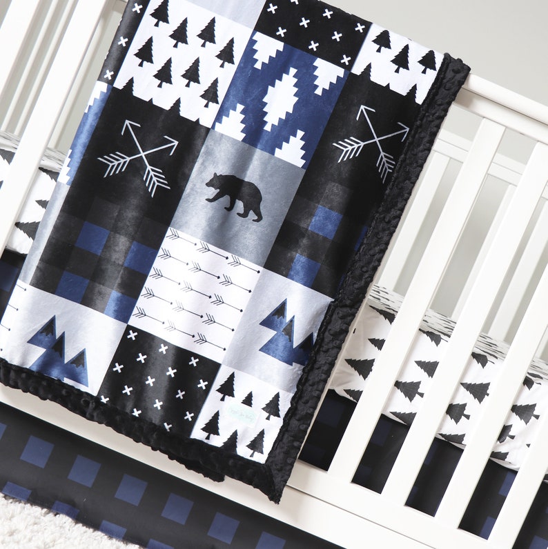 Woodland Nursery Bedding Set Baby Boy Bedding Mountain Baby Etsy