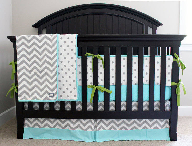 Modern Crib Bedding Gender Neutral Baby Nursery Set Chevron Etsy