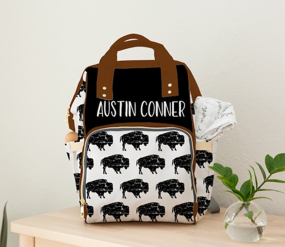 Custom Diaper Bag, Western Buffalo Themed Backpack Diaper Bag, Baby Boy Diaper Bag, Baby Shower Gift