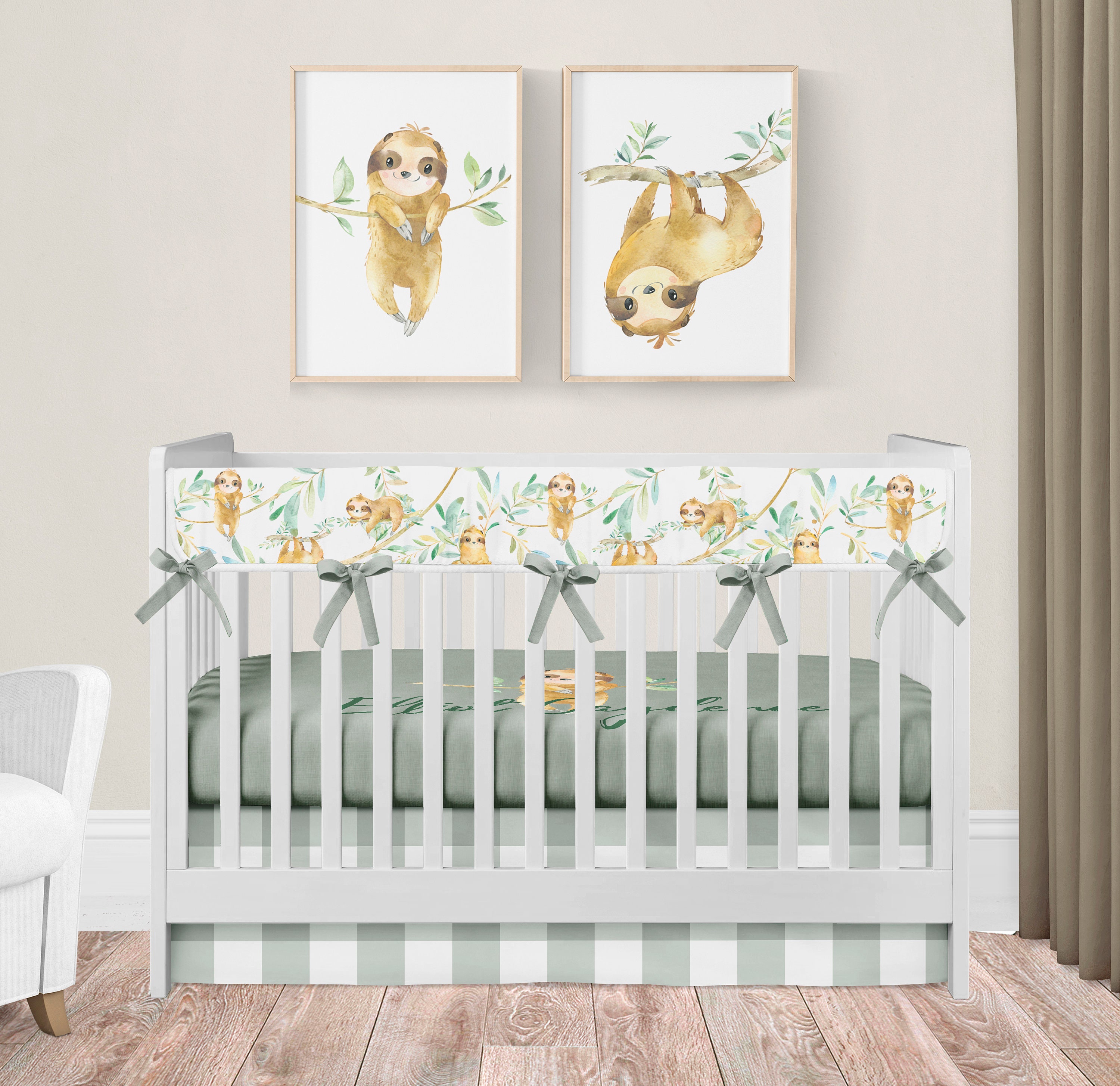 Sloth Crib Bedding Baby Nursery Set Personalized Crib Sheet Etsy
