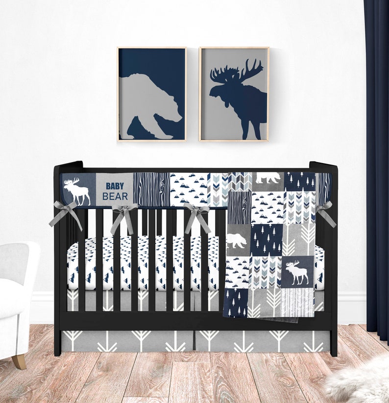 navy blue crib bedding