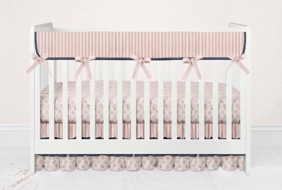 navy blue and pink crib bedding
