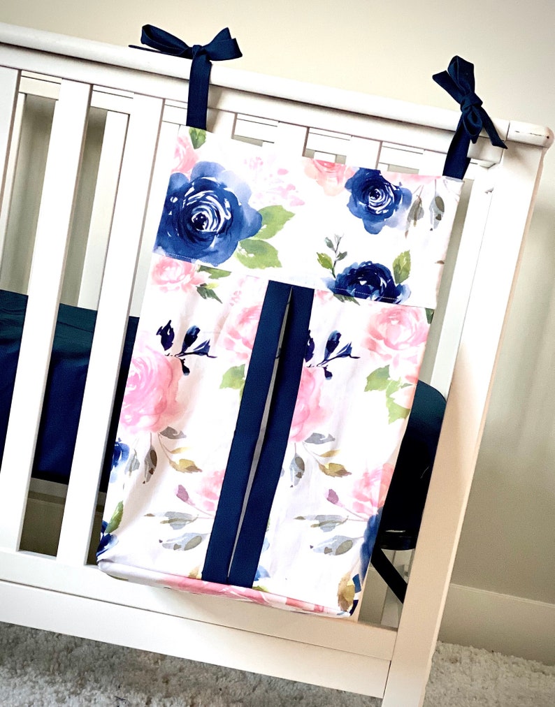 Baby Girl Crib Bedding Set Floral Nursery Navy and Blush Etsy Canada