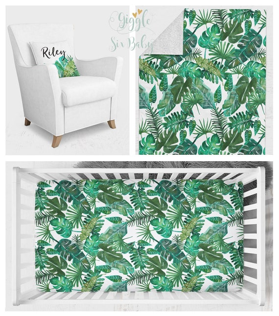 palm leaf crib bedding