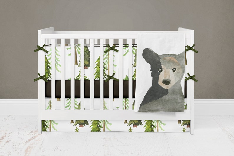 Bear Nursery Bedding Boy Crib Set Baby Bear Blanket Brown Etsy