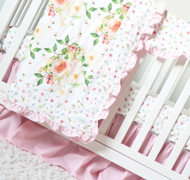 peach floral crib sheet