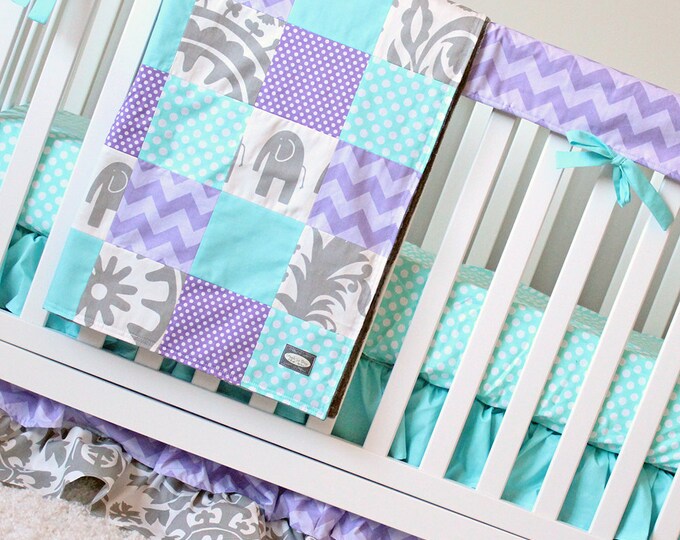 Purple and Aqua Crib Bedding Purple Chevron Grey and Aqua Etsy