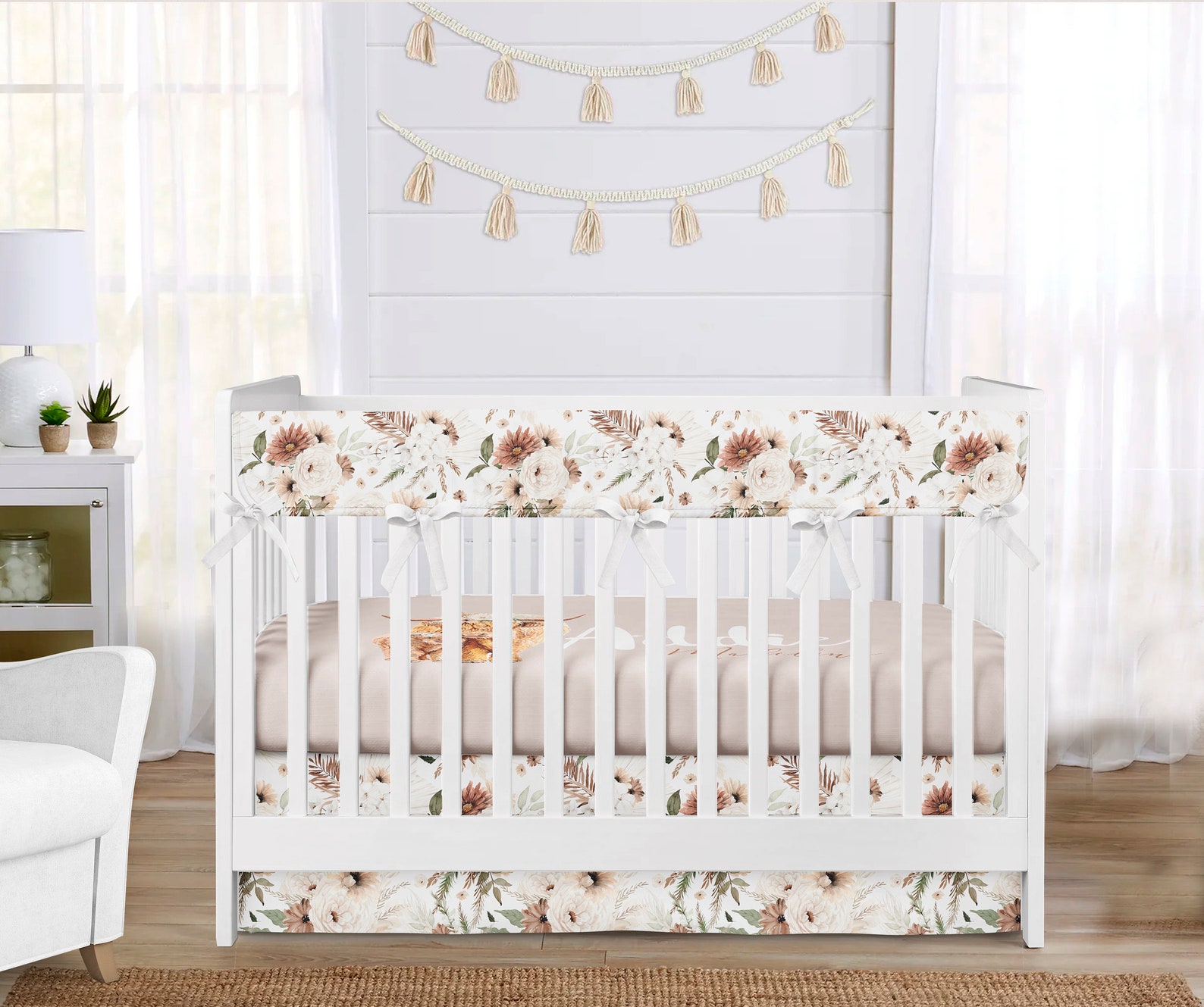 Baby Girl Floral Crib Bedding Set Highland Cow Nursery Etsy
