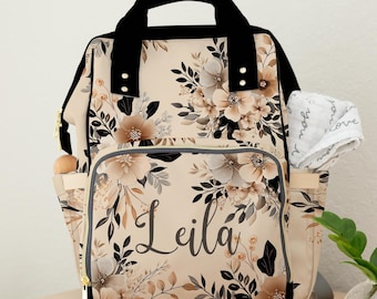 Floral Diaper Bag Backpack: Personalized Baby Girl Shower Gift