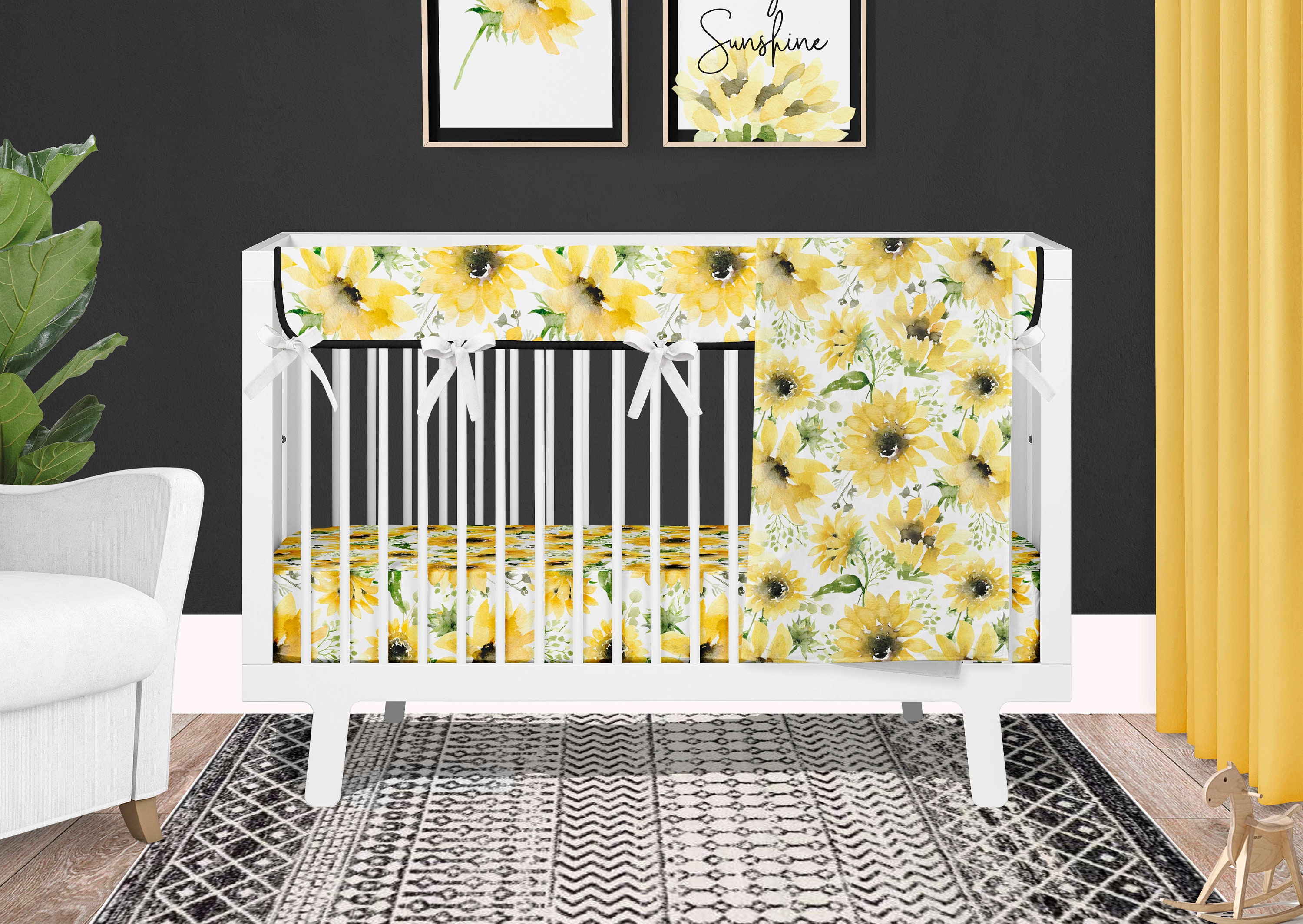 sunflower crib bedding set