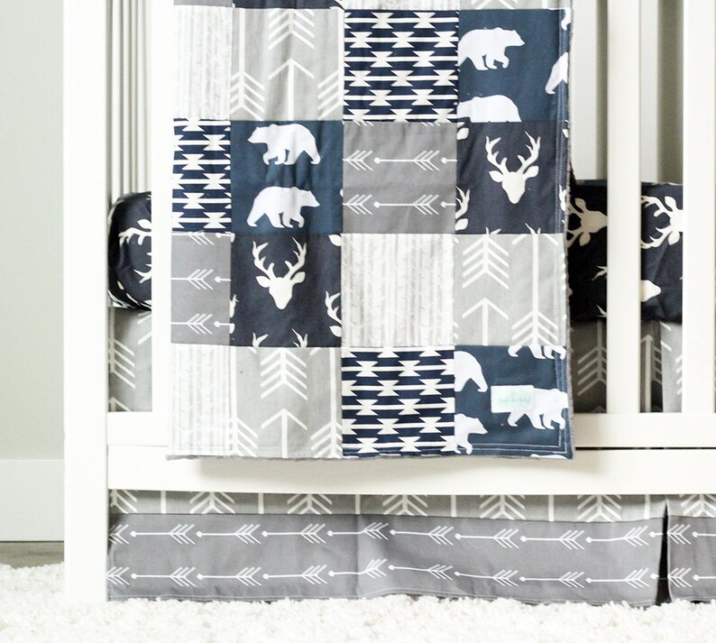 Baby Boy Blue Woodlands Crib Bedding Woodlands and Arrow Etsy