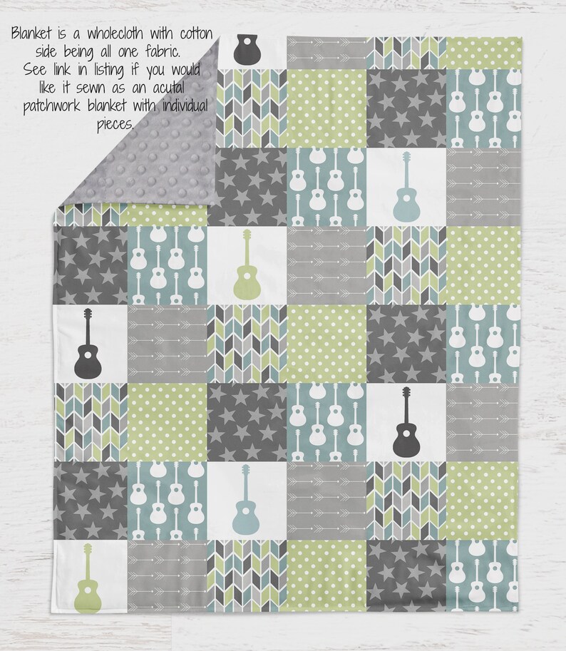 Guitar Baby Crib Bedding Set Music Nursery Theme Blue and Etsy