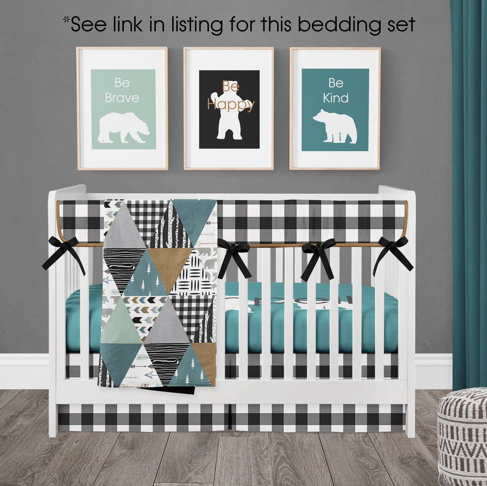 Woodlands Baby Bedding Fabric Options Crib Bedding Set Bear Etsy
