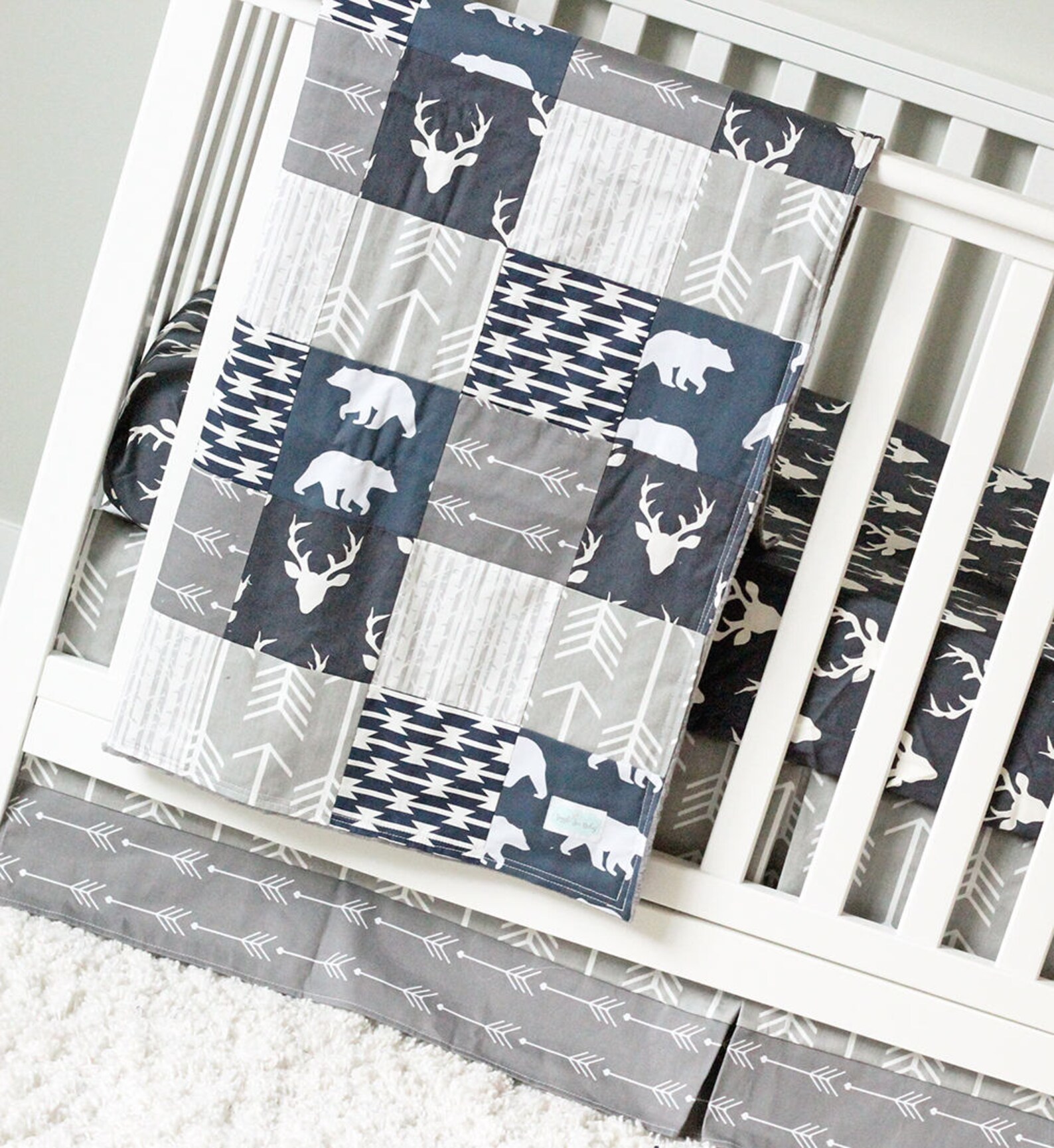 Baby Boy Blue Woodlands Crib Bedding Woodlands and Arrow Etsy