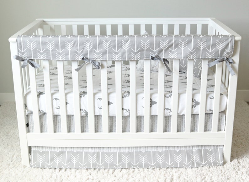 Baby Crib Bedding Set Gray Woodlands Nursery All Gray Baby Etsy