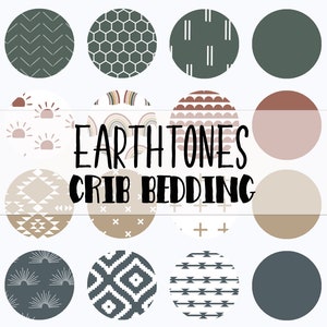 Earth tones Crib Bedding, Baby Nursery Bedding Decor, Suns, Rainbows, Boho, Crib Sheet, Change Pad Covers, Blanket and more