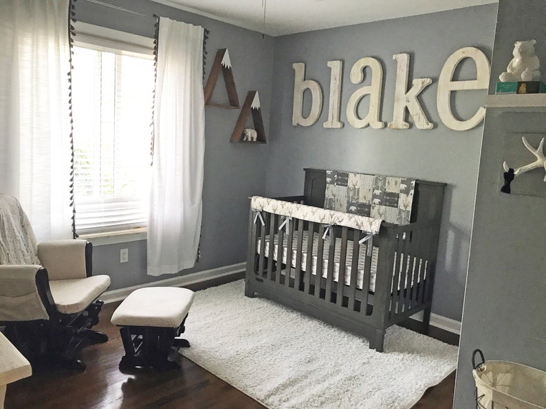 Woodland Nursery Baby Bedding Set Gray Bear Bedding Deer Etsy Canada