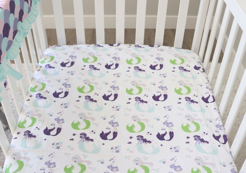 Purple Mermaid Crib Bedding Ocean Themed Nursery Baby Girl Etsy