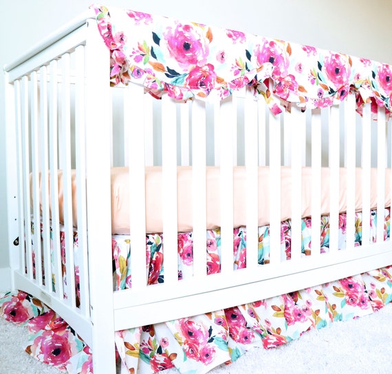 Baby Girl Crib Bedding Set Nursery Crib Bedding Floral Etsy