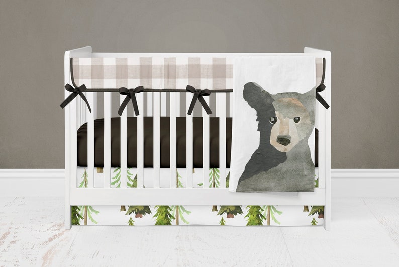 Bear Nursery Bedding Boy Crib Set Baby Bear Blanket Brown Etsy