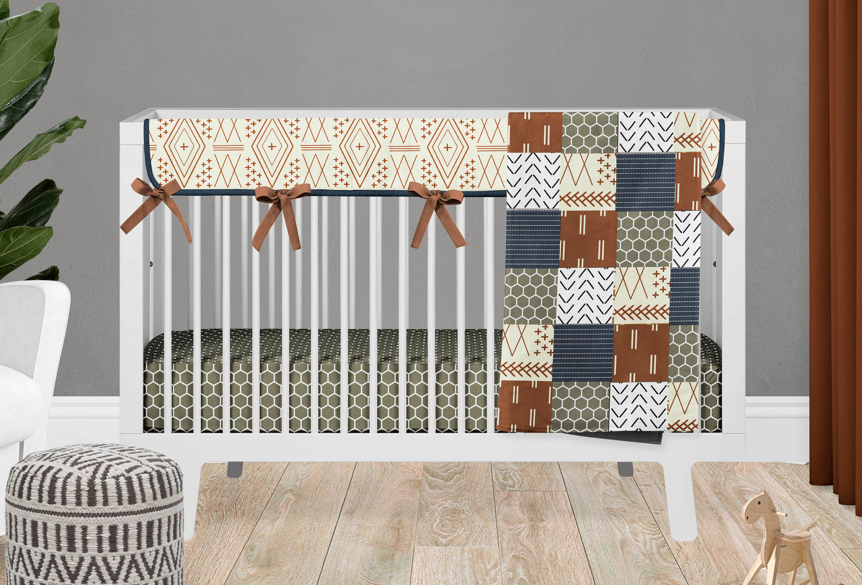 Boho Nursery Crib Bedding Earthy Neutral Baby Bedding Set Etsy