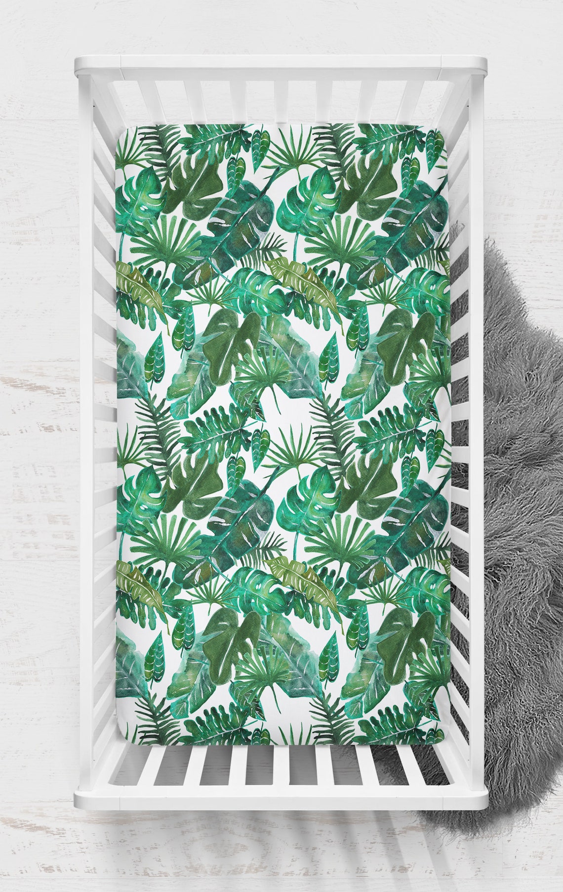 Crib Sheet for Tropical Leaf Baby Bedding Nursery Set Crib Etsy