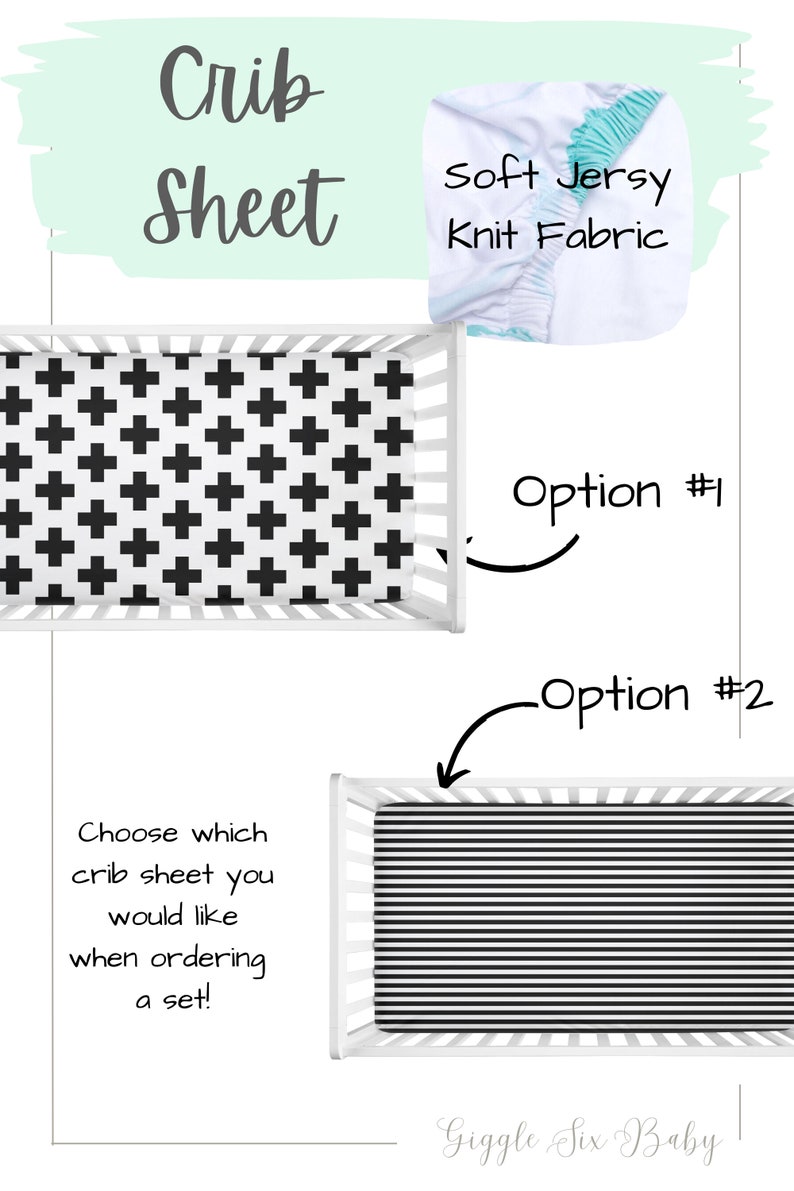 Black and White Crib Bedding, Gender Neutral Baby Nursery, Monochrome Modern Geometric Baby Bedding image 4