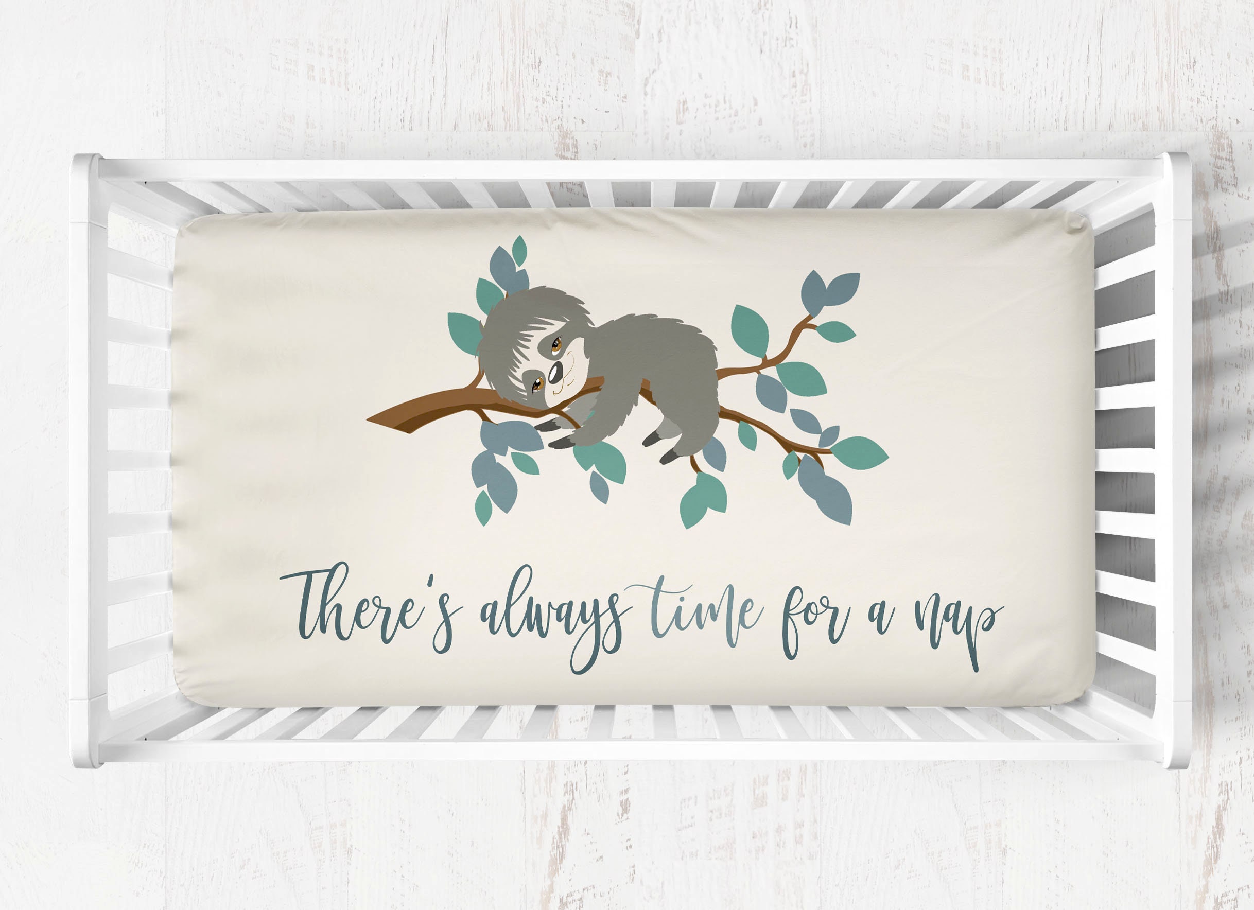 Sloth Crib Sheet Gender Neutral Nursery Crib Bedding Minky Etsy
