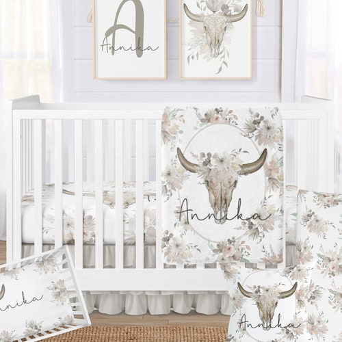 Girl Crib Bedding Baby Girl Western Nursery Crib Set Etsy