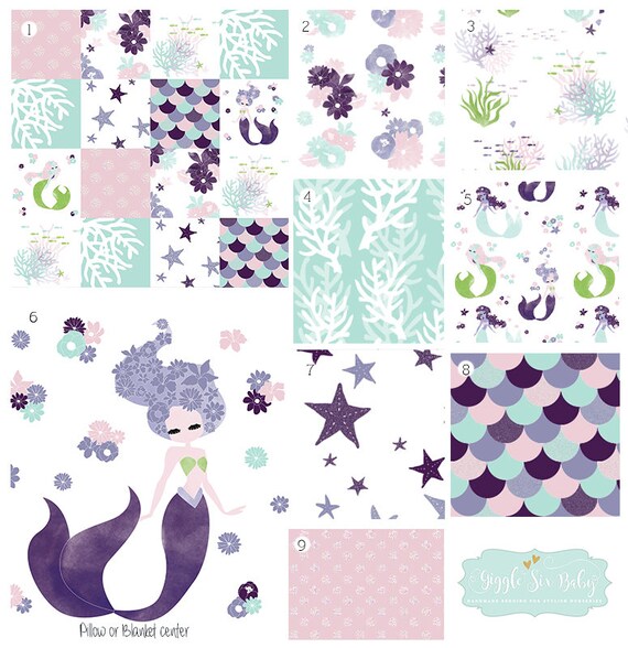 Baby Girl Crib Bedding Mermaid Nursery Set Aqua Pink Image 0